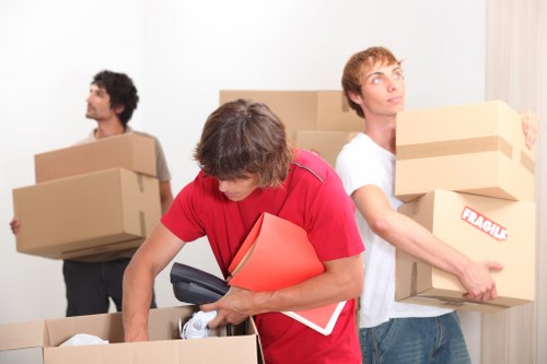 Packed boxes and furniture prepared for a Chingford removal