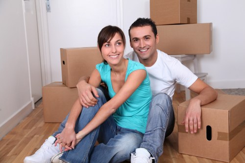 Packed boxes and household items ready for van removal service
