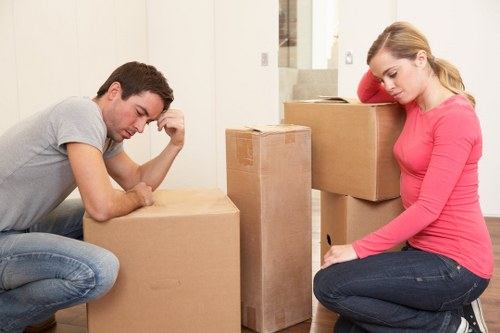 Packed moving boxes and household items ready for transport